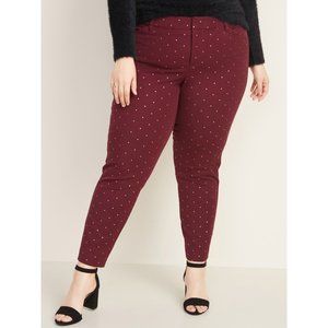 Old Navy Maroon & Rose Gold Polka Dot Pixie Ankle Pants - Size 20
